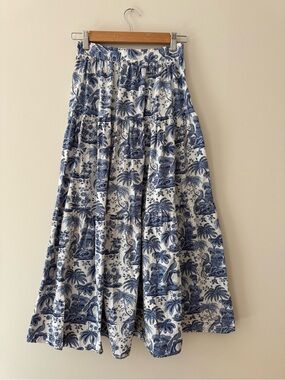 STAUD Sea Skirt in Blue Toile 0